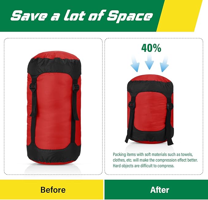 5 Pcs Compression Sacks for Backpacking 5L/10L/15L/20L/35L Camping Sleeping Bag Stuff Sack Water Resistant Sleeping Bag Storage Sack for Space Saving Hiking Gear