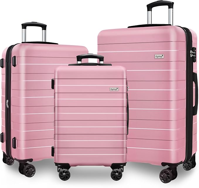 Zebra Luggage Sets 3 Piece, 20" Carry On Luggage with Spinner Wheels, Hardside Business Travel Suitcase Set with TSA Lock, Lightweight Suitcase,20/24/28 inch,Pink