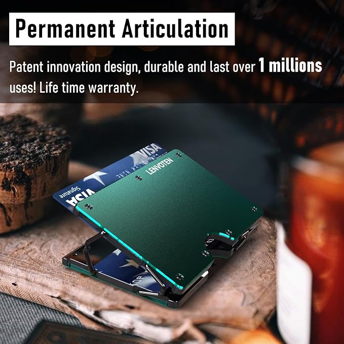 Lenvoten Upgraded Hinged Minimalist Wallet for Men | Slim Metal RFID Blocking Wallet | Credit Card Holder & Money Clip Holds 20 Cards | Premium Scratch-Resistant Finish | Ideal Gift for Men