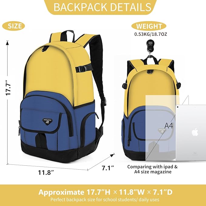 rickyh style School Backpack Travel Bag for Men & Women Lightweight College Back Pack with Laptop Compartmen