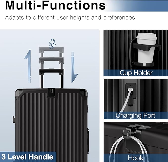 Krute Zipperless Luggage Set 2 Pieces Aluminum Frame PC Hard Shell No Zipper Suitcase Set With Wheels TSA Lock Carry On Luggage and Checked Suitcases