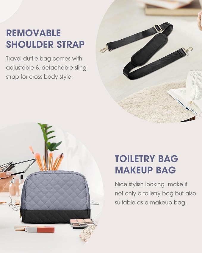 Weekender Bags for Women Travel Bag- Duffle Bags with Shoe Compartment Large Carry On Overnight Bag with Toiletry Bag & Wet Pocket for Women Labor Delivery Grey Black