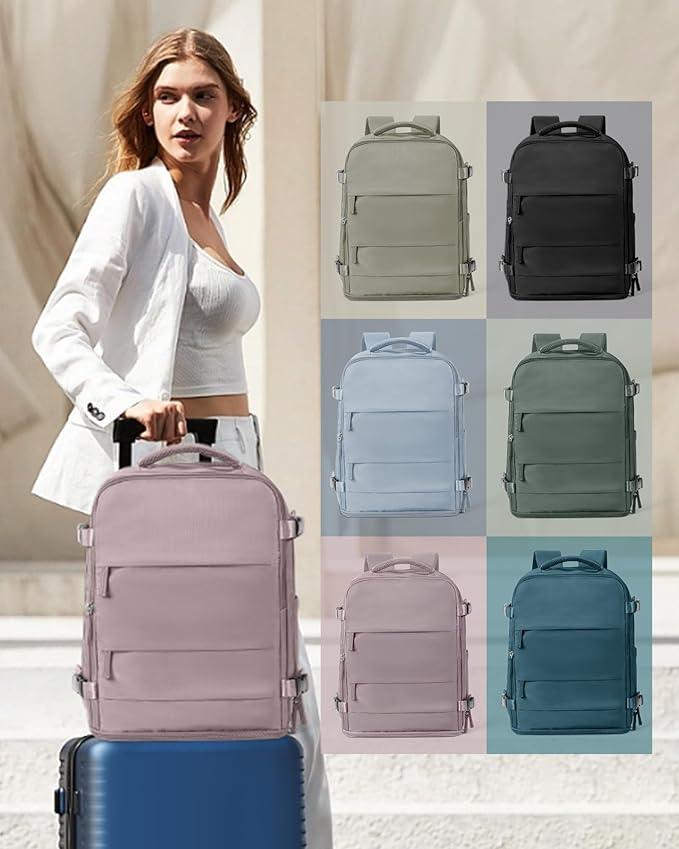 coowoz Large Travel Backpack Carry On for Women Man Waterproof Gym Backpacks with Laptop Compartment Mochila de Viaje Teacher Personal Item Backpack Rucksack Airplane Accessories Must Haves Lotus Pink