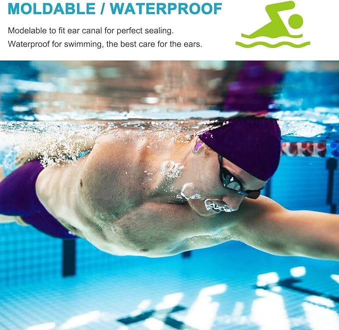 Reusable Silicone Ear Plugs, Waterproof Noise Cancelling EarPlugs for Sleeping, Mowing, Swimming, Airplanes, Concerts