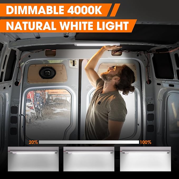 12 Volt LED Lights, Enclosed Trailer Light, RV Interior Lighting, 4000K String Lights for Trailer, Truck, Van, RV(2Pack, Silver)