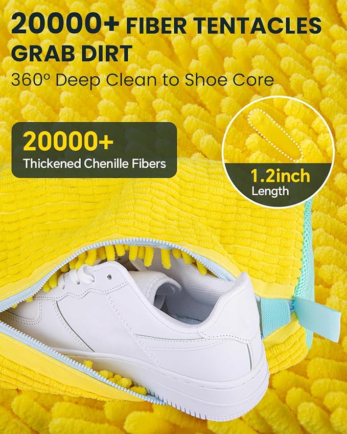 Shoe Washing Machine Bag: 2 Pack Reusable Shoes Cleaning Bags, Heavy Duty Shoe Laundry Bag for Washer & Dryer, 360° Deep Clean for Sneakers Tennis Shoes