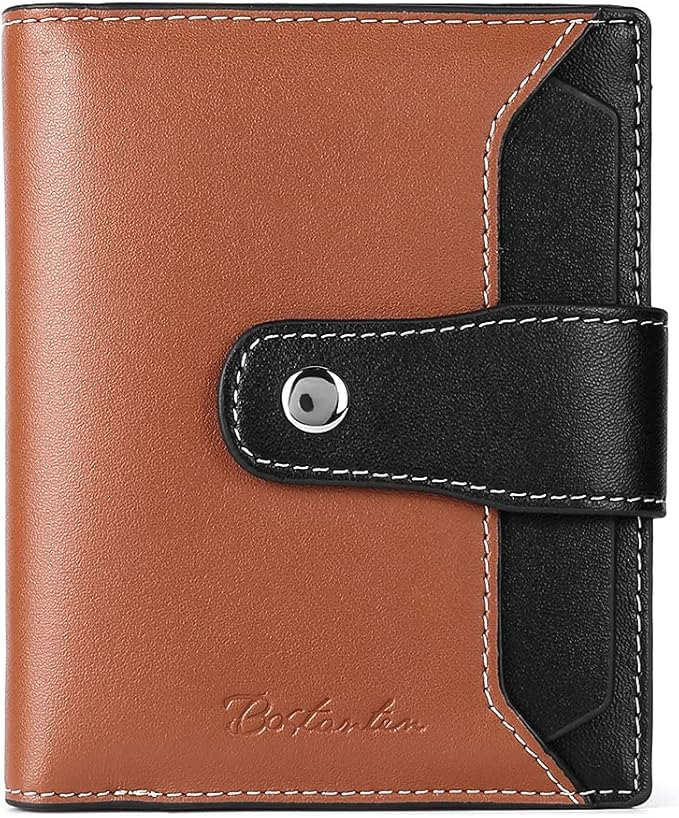 BOSTANTEN Women Leather Wallet RFID Blocking Small Bifold Zipper Pocket Wallet Card Case Purse with ID Window