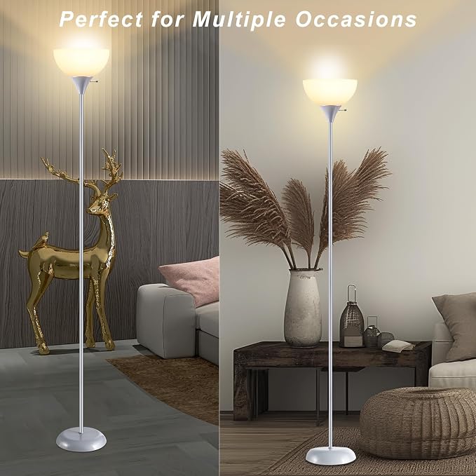 RISLG Floor Lamp, Standing Lamp, Modern Floor Lamps with Drop-Resistant White Lampshade, E26 Socket, Industrial Floor Lamp for Living Room Bedroom Study Office