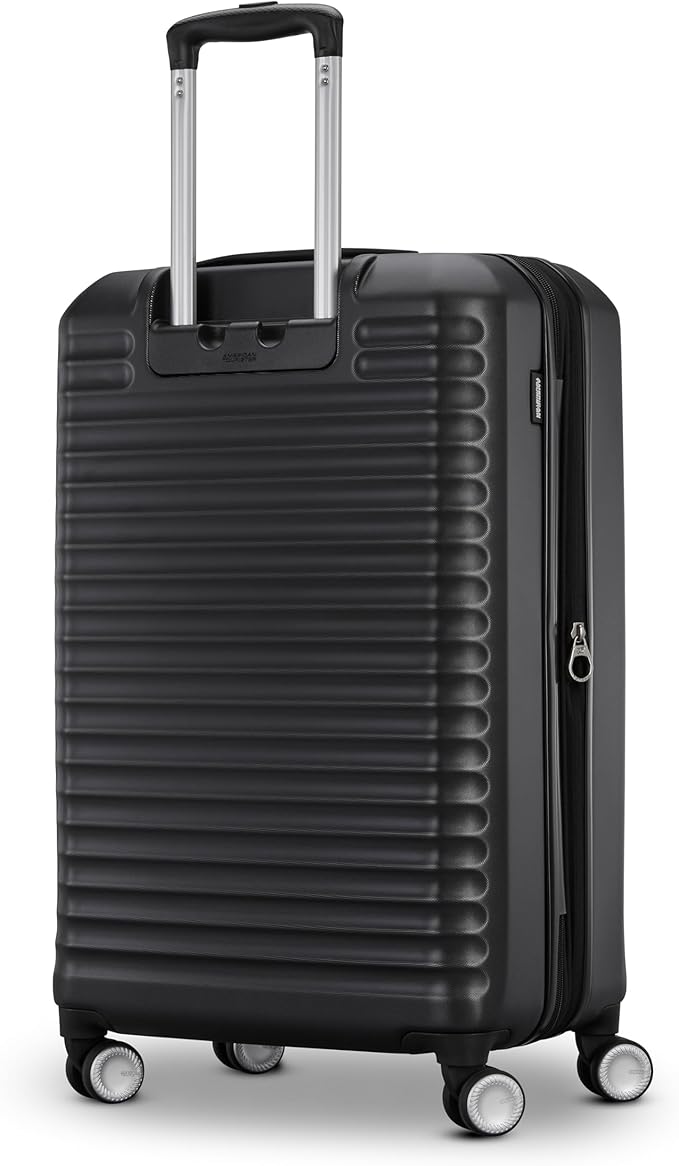 American Tourister Stratum 3.0 Medium 24-Inch Spinner, Airline Approved, Durable Hardside Luggage, Expands 1.5", RightHeight™ Adjustable Handle, Black