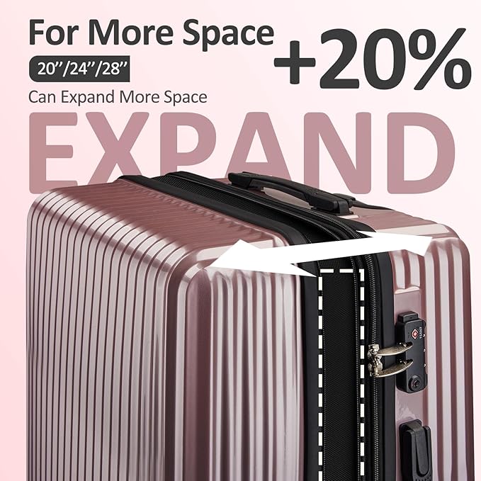 Cheched 22 inch Luggage with Spinner Wheels, Lightweight PC+ABS Hard Shell Suitcases, Expandbale Storage & TSA Aprovel Lock (22.2×15.2×10.4inch)