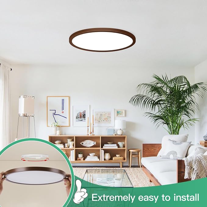 12 Inch LED Flush Mount Ceiling Light Fixture, Dimmable, 3200LM | 2700K/3000K/4000K/5000K/6500K 24W Ultra Thin Low Profile Ceiling Lamp for Kitchen, Bedroom, Closet Room, Oil Rubbed Bronze
