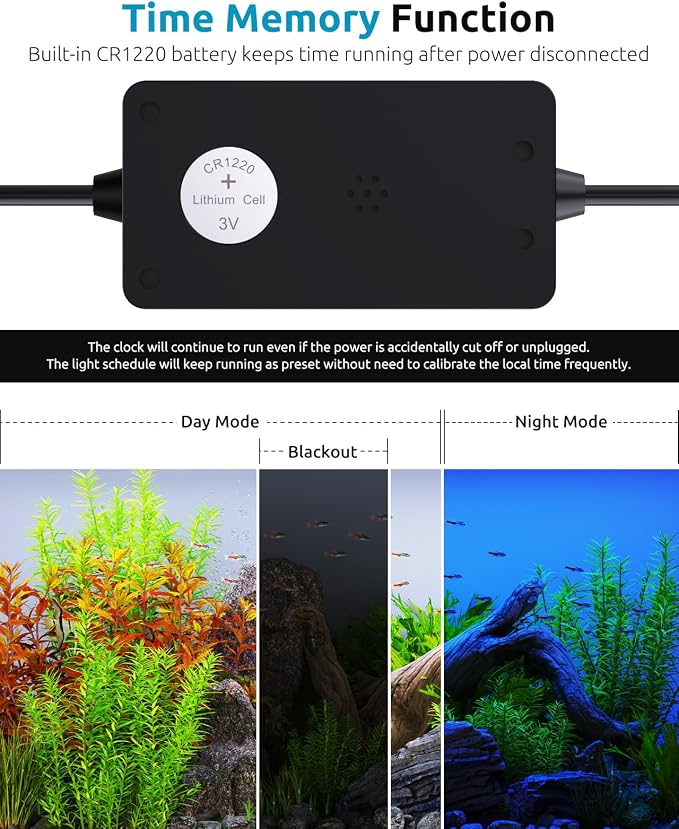 SEAOURA LED Aquarium Light with 24/7 Timer for 18-24in Fish Tank | high PAR LEDs for plant growth, 3 timers + memory, 20 dimming, 15min fade, adjustable brackets, slim aluminum