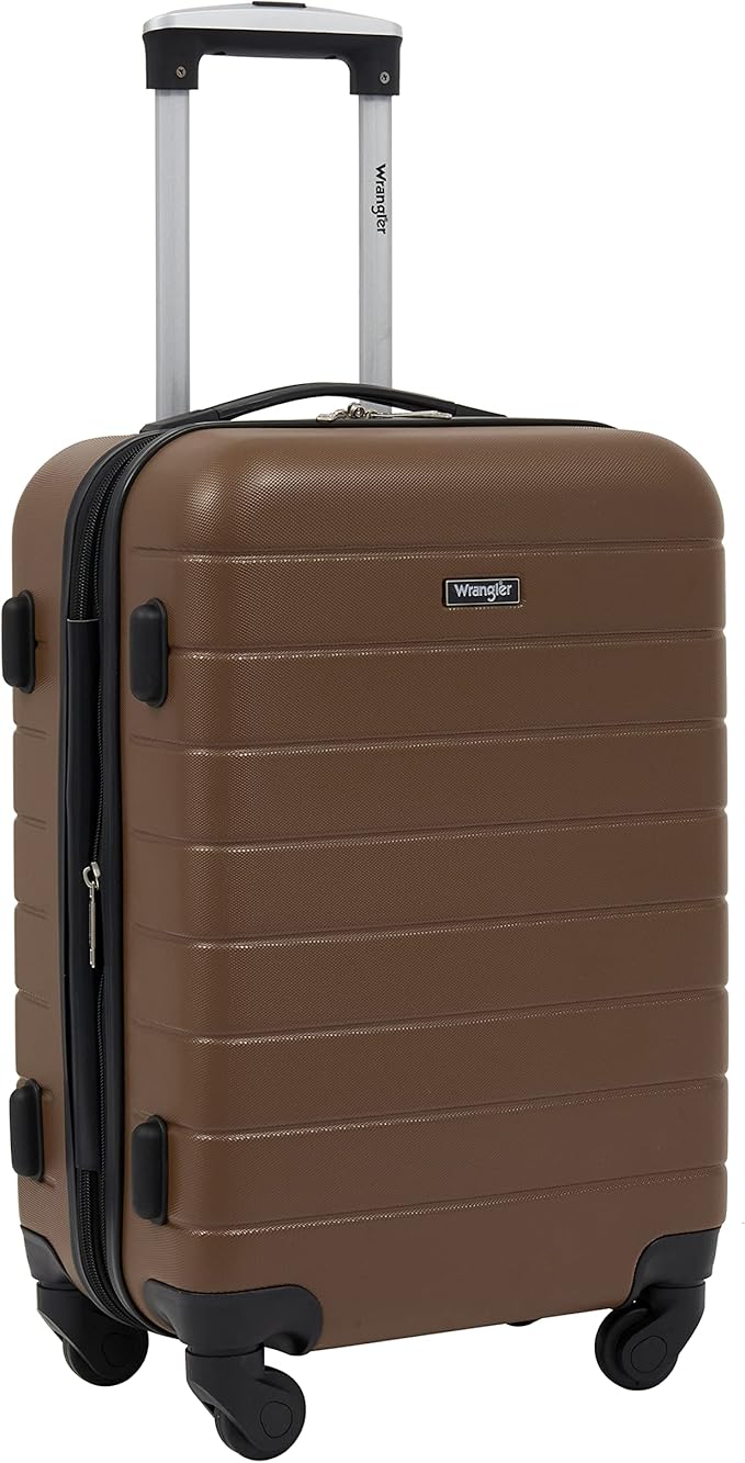 Wrangler Smart Spinner Hardside Luggage, 22-Inch Carry-On, Toffee