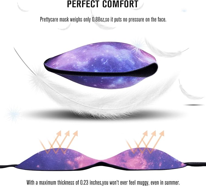 PrettyCare 3D Sleep Mask 2 Pack,Eye Mask for Sleeping 3D Contoured Sleeping Mask Blackout Out Light - Blindfold Airplane with Ear Plugs, Night Masks with Travel Bag (Ultra Purple and Black)