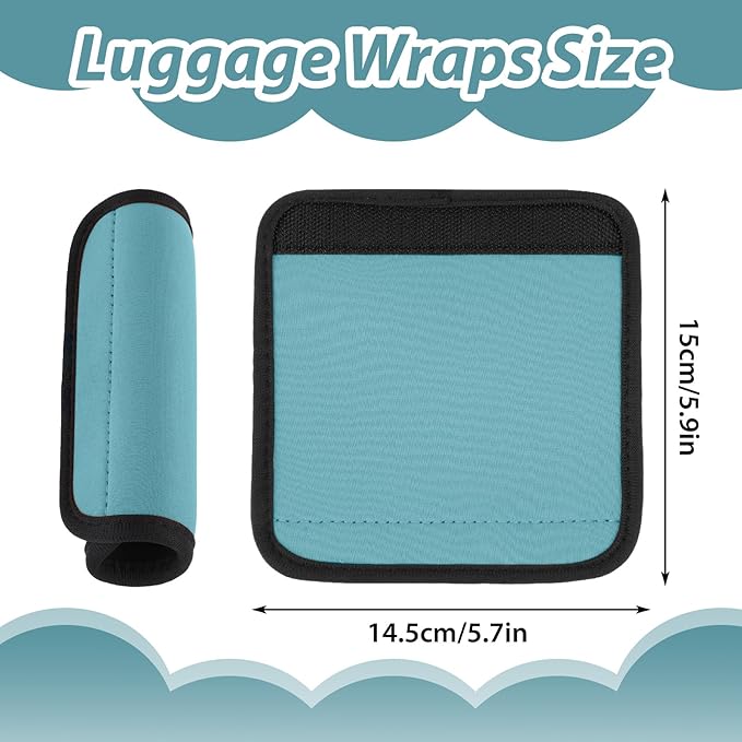 2 Pack Luggage Handle Wraps for Suitcase Bright Color Luggage Handle Covers Suitcase Tags identifiers Travel Accessories for Airplane/Flying (Sky Blue)