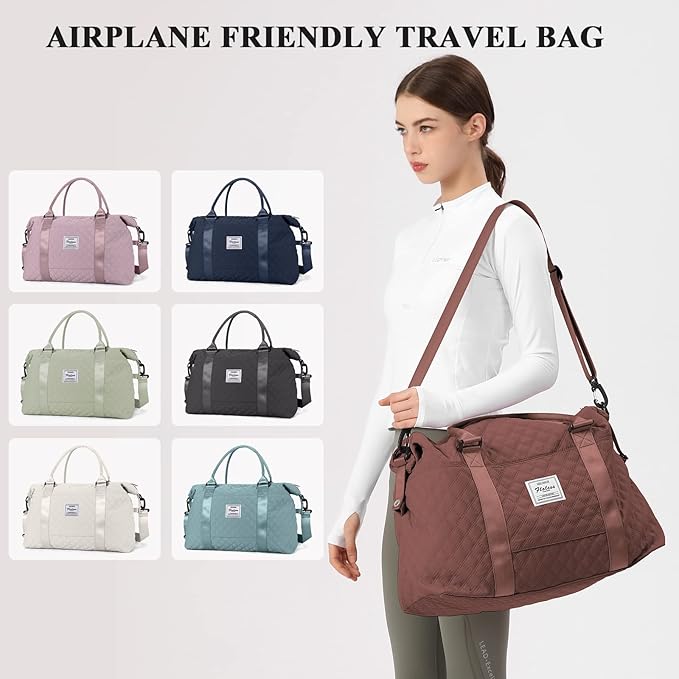 HYC00 Travel Duffel Bag,Carry-on Overnight Weekender Bags for Women,Sports Tote Gym Bag with Wet Pocket