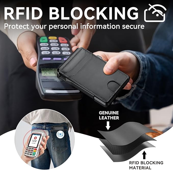 furid Smart Wallet For Men Slim: Rfid Minimalist Pop Up Wallets with Money Clip Metal Credit Card Holder - Gifts for Husband Father at Birthday Anniversary