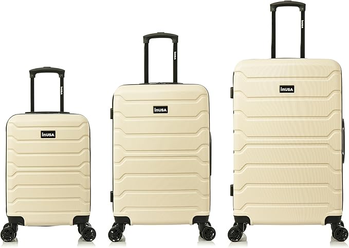 InUSA TREND Luggage with Spinner Wheels | Durable Lightweight Hardshell Suitcase,Travel sets with Handle and Trolley | (20in, 24in, 28in) 3 Piece Set | Sand
