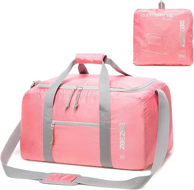 Foldable Travel Duffel Bag, Lightweight & Easy to Carry Water-Repellent Duffle Bag - 2-Way Zipper & Interior Pouch, Ideal for Weekend Trips, Daily Use,Camping，Sports