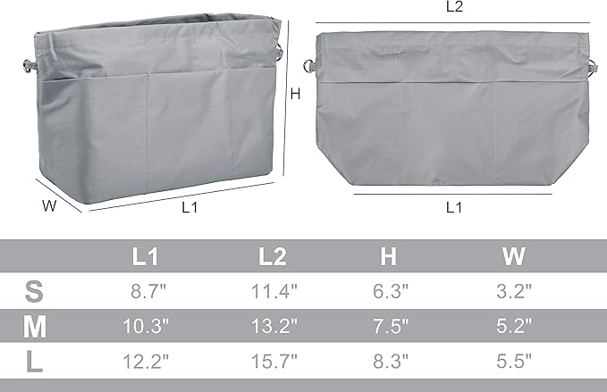 Vercord Handbag Purse Tote Pocketbook Organizer Insert Zipper Closure 11 Pockets 3 Sizes Many Colors