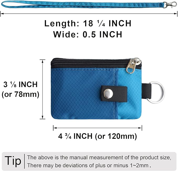 CHENSPRX Minimalist RFID Blocking Small Wallet with ID Window,WaterResistant Zip Id Case Wallet with Lanyard Keychain for Cards,Cash,Travel,Women,Men