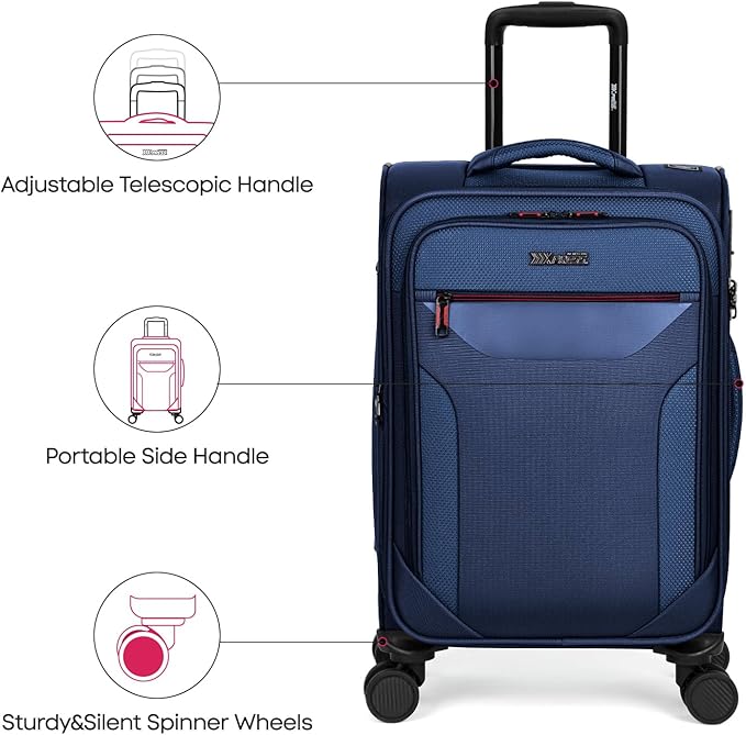 2PCS Set（22in/28in）Softside Luggage Sets w/TSA LOCK,Expandable 20% Luggage w/Spinner Wheels,Upright Spinner Softshell,Lightweight Durable Rolling Travel Luggage Set for Men/Women（Navy,22in/28in）