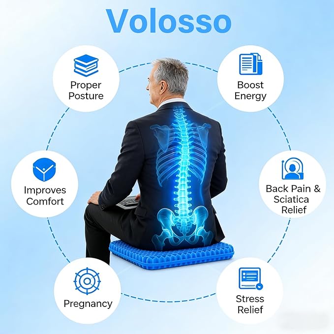 Gel Seat Cushion, Cushion, Gel Seat Cushion for Long Sitting, Breathable Honeycomb Design Absorbs Pressure Points Chair Pad, for Office Chair, Wheelchair, Car & Truck (42 * 36 * 4.5cm)
