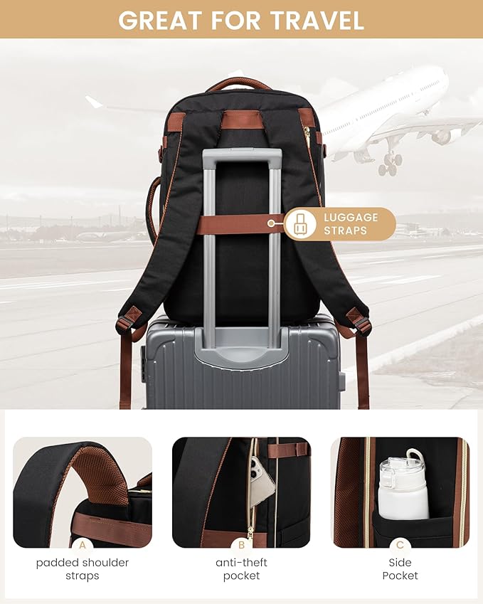 LOVEVOOK Travel Essentials Carry on Backpack 40L Travels Backpack for Women,Waterproof TSA Personal Item Travels Bag Airline Flight Approved,Large Carry on Luggage Laptop Backpack with Packing Cubes