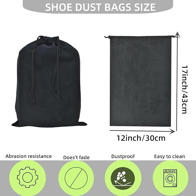 GONGKANGYUAN 2 Pack Shoe Bags for Travel Flannel Single Shoe Pouch with Drawstring for Men Women Travel Protecting Storing Shoes
