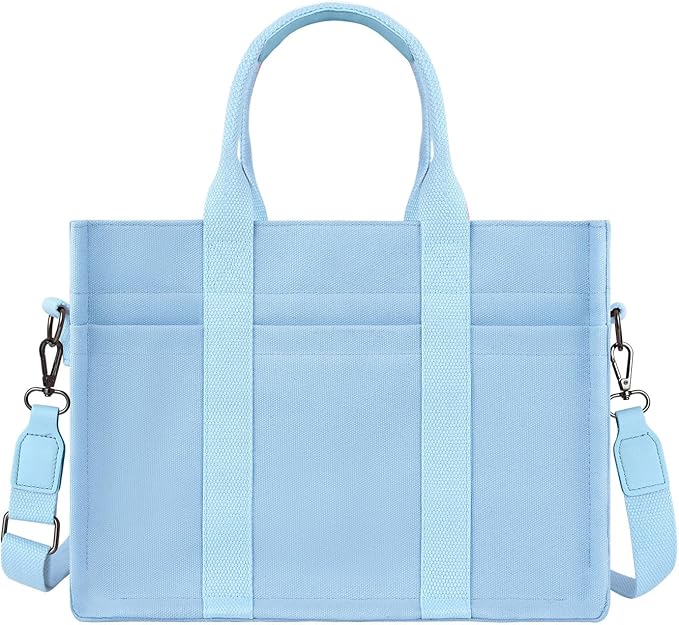 FIORETTO Canvas Tote Bag for Women with Zipper Closure & Individual Compartments for Work College for Teacher & Nurse