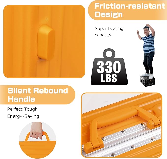 AnyZip Luggage PC+ABS Aluminum Frame Zipperless Checked Luggage Hard Shell Suitcase with TSA Lock Double Spinner Wheels 24 Inch Orange