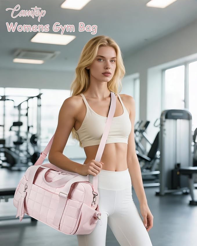 CAMTOP Gym Bag for Women, Duffle Bag for Travel With Insulated Pocket and Wet Pocket, Carry On Weekender Dance Yoga Workout Bag