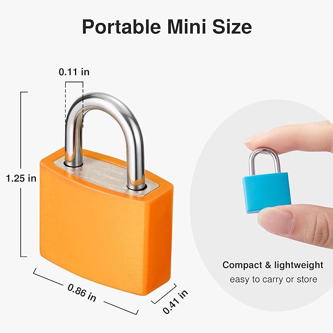 Puroma Mini Suitcase Padlock with Keys, 4 Pack 22mm Locker Locks Luggage Key Lock for School Gym Locker, Laptop Bags, Backpacks, Diary Book (4 Colors)