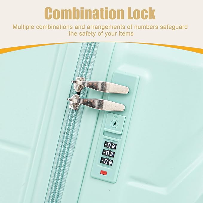 28 Inch ABS Hard Shell Large Luggage With Combination Lock and Side Hooks, Blue