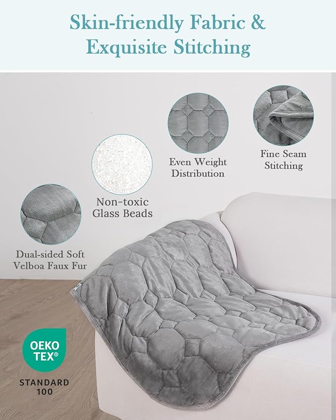 Topblan Weighted Lap Blanket 5lbs for Adults, Small Weighted Blanket Throw for Napping, Relaxation, Calming and Travel, Skin Friendly & Machine Washable for All-Season Sleeping