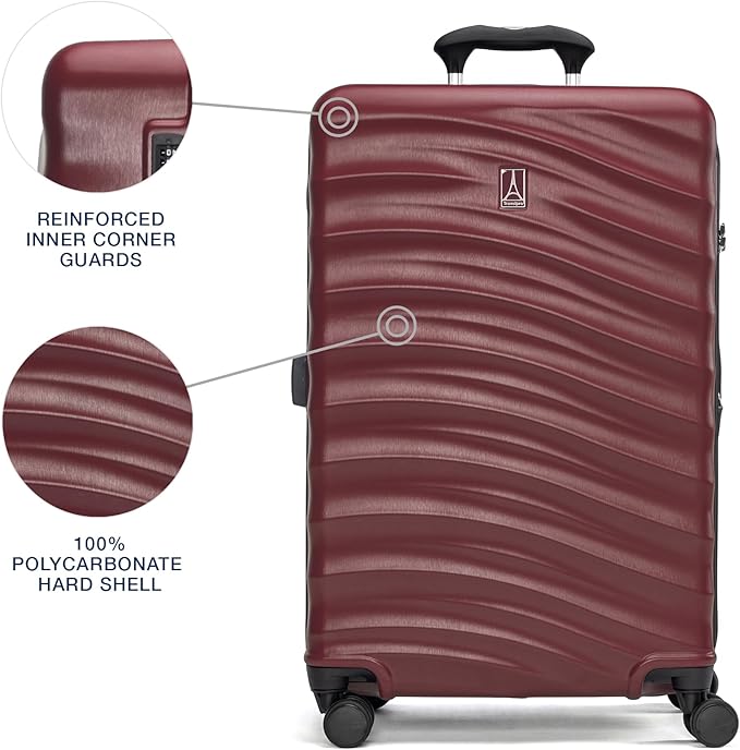 Travelpro Maxlite Air V2 Hardside Expandable Checked Luggage, 8 Spinner Wheels, Lightweight Hard Shell Suitcase, TSA lock, Cabernet, Checked Medium 25-Inch