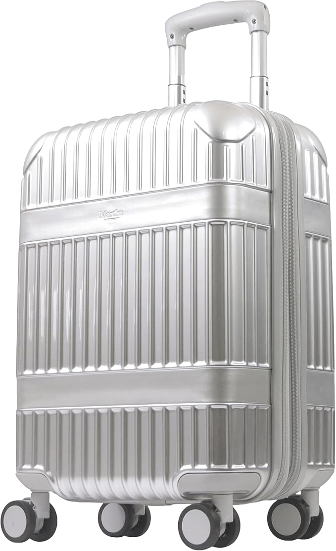 Martha Stewart The Bedford 22 Inch Carry On Luggage, Hardshell Rolling Suitcase with Spinner Wheels, Silver