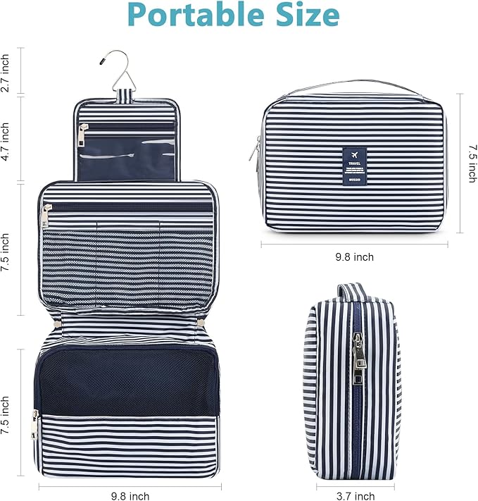Mossio Hanging Toiletry Bag with Sturdy Hook - Large Portable Cosmetic Makeup Travel Organizer for Men & Women