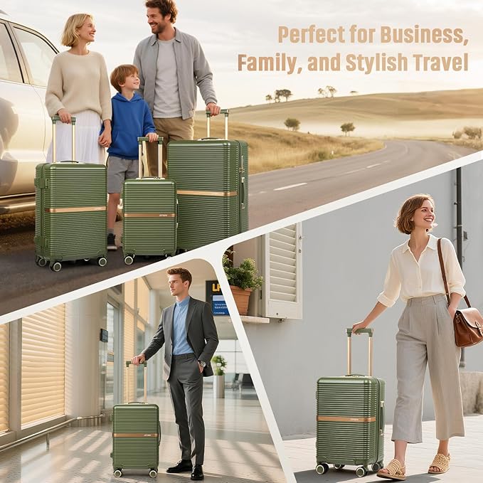 Joyway Lightweight Carry-On Luggage 20 Inch with Spinner Wheels, TSA Lock, Durable ABS Hardshell Suitcase for Business & Travel (Dark Green, 20 Inch)