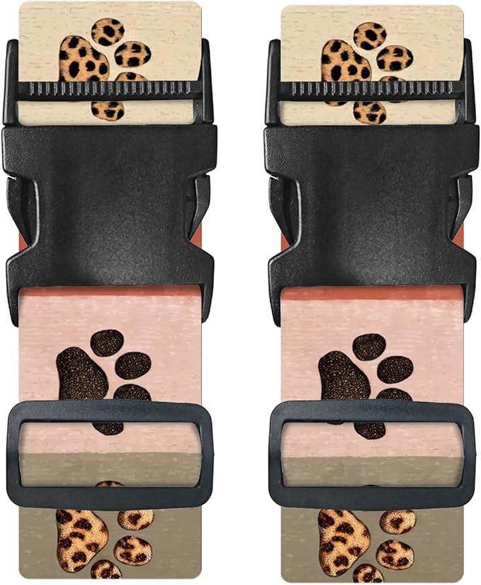 Nuxovilar Luggage Straps of 2 Set Colorful Paw Prints Pattern, 1.96x90.5 inches - Luggage Straps for Suitcases, Ideal for Pet Lovers, Travel, Daily Use