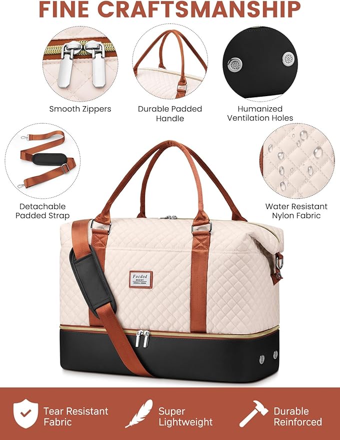 Travel Weekender Duffle Bags for Women: Overnight Bags with Shoe Compartment Large Carry on Weekend Bag with Toiletry Bag & Wet Pocket Tote Duffel Hospital Bag for Women Labor Delivery