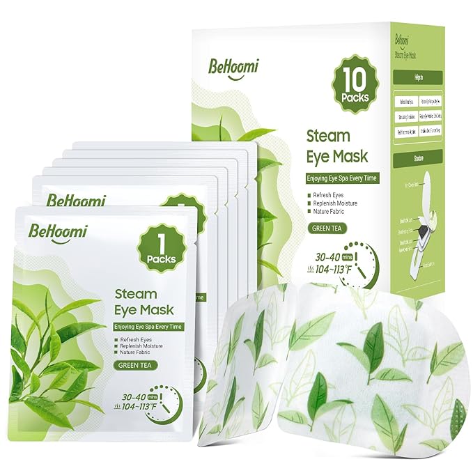 Steam Eye Mask, 10Packs Heated Eye Mask, Self Heating Disposable SPA Warm Compress for Eyes Sleep Mask, Travel Essentials & Relaxation Gifts, Valentine's Day Gifts (Green Tea Scent)