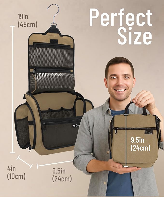 D&D Wanderlust D&D Hanging Travel Toiletry Bag for Men and Women – Cosmetics, Makeup and Toiletries Organizer Kit with 10 Compartments