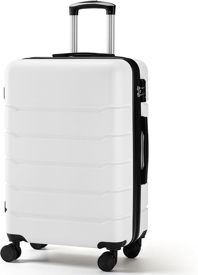 HealSmart Hardside Carry-On Luggage, Expandable Portable Hardshell Luggage with Spinner Wheels, Lightweight Suitcase TSA Lock, 28 Inch, White