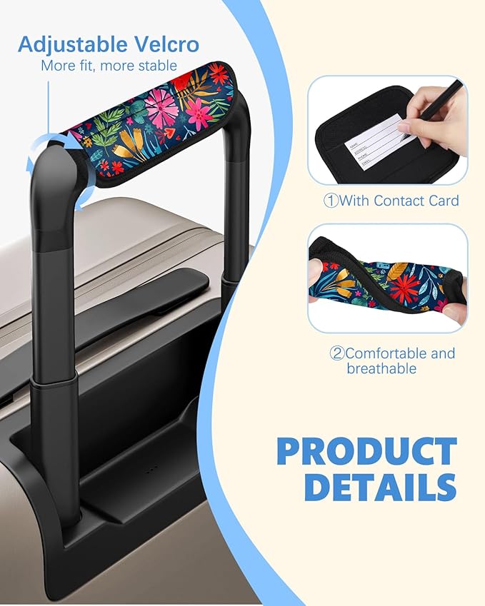 Slohif Luggage Handle Wrap 5Pcs Suitcase Identifier - Bag Strap Cover for Bogg Travel Accessories Easy Identification Bright Marker Sleeve Grips Comfort Neoprene Concealed Tag for Airport Plant