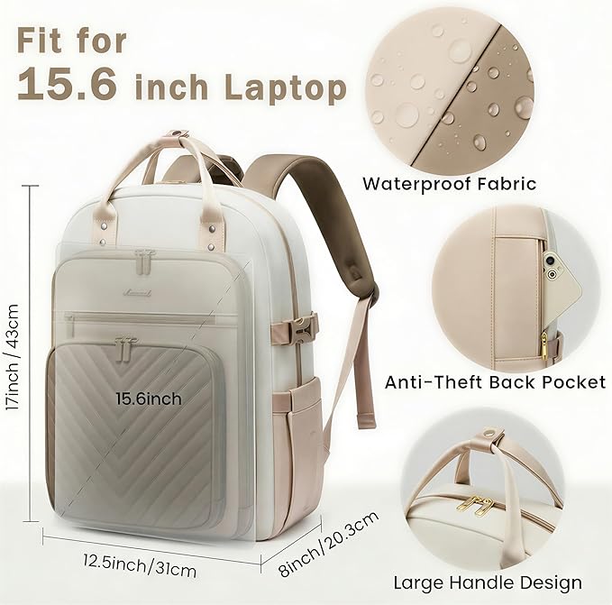 LOVEVOOK Laptop Backpack for Women, Water Resistant Travel Work Backpacks Purse Stylish Business Teacher Nurse Computer