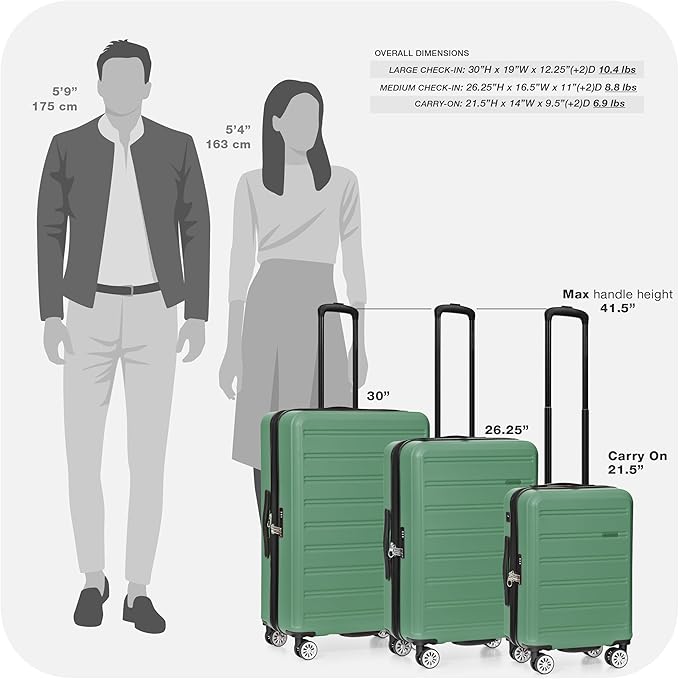 Travel Select Snowcreek Hardside Expandable Spinner Luggage Set w/USB Port, Green, 2-Piece