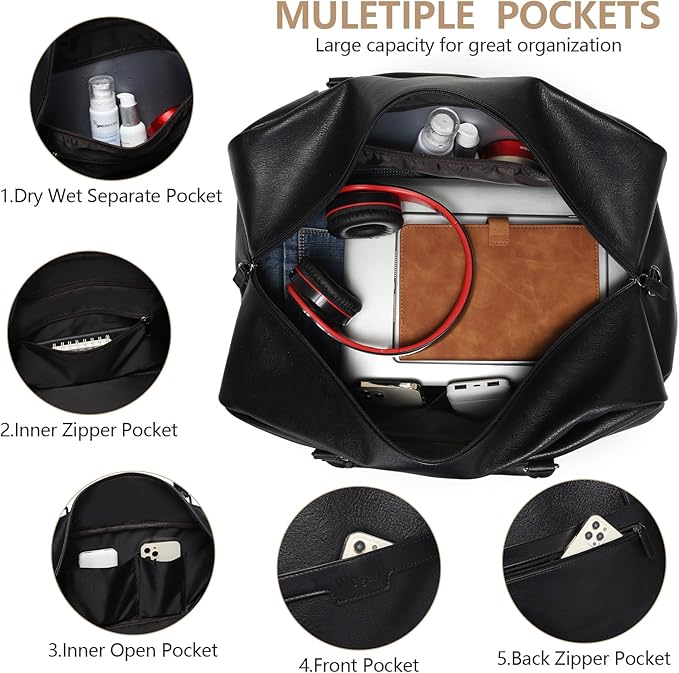 Wogarl Weekender Bag for Women Men Large Overnight Bag Travel Duffel Bag with Shoe Compartment Toiletry Satchel Bag Carry On Bag Fit 21" Laptop