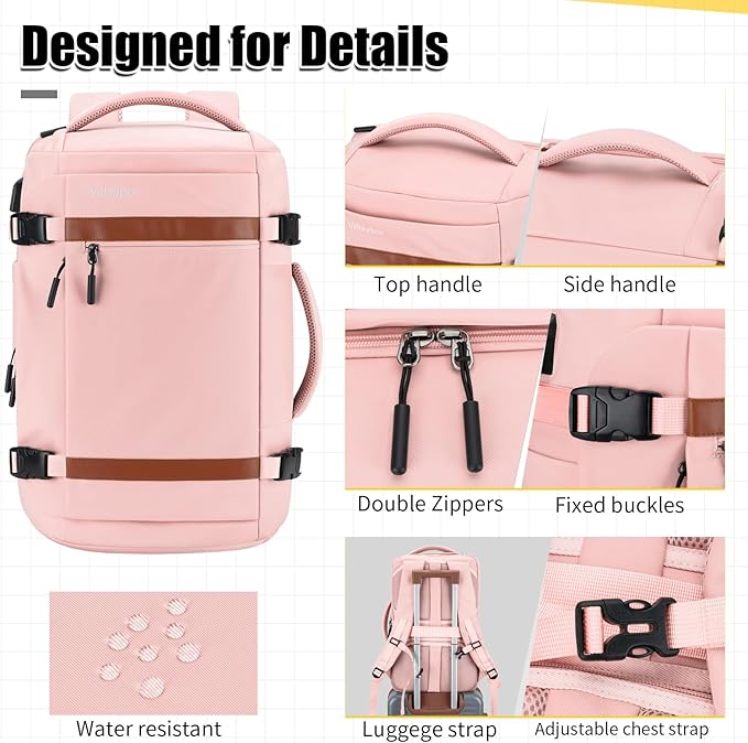 42L Travel Backpack with 4 Packing Cubes, TSA Friendly Flight Approved Carry-On Bag, Water-Resistant Weekender Business Backpack for Men Women, Fits 17.3" Laptop