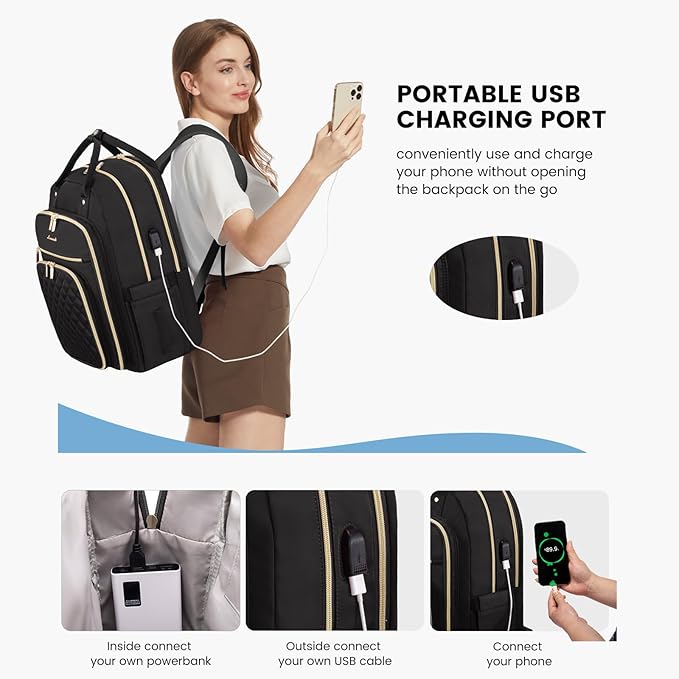LOVEVOOK 17" Laptop Backpack for Women with Laptop Compartment, Water Resistant Travel Work Backpacks Purse Stylish College Business Teacher Nurse Computer Bag